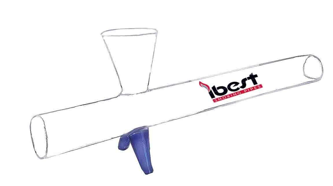 Small Glass Pipe For Smoking Mini Steamroller with Sturdy Stand and Conned Chillum Bowl Blue – Pocket Size 12 x 4 cm