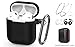 amasing AirPods Case 7 in 1 for Airpods 1&2 Accessories Kits Protective Silicone Cover for Airpod Gen1 2 (Front Led Visible) with 2 Ear Hook /2 Staps/1 Clips Tips Grips/1 Zipper Box Black