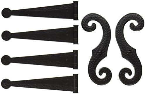 Decorative Vinyl Shutter Hinges and S Holdback Hooks for Exterior Decorative Shutters, Black (Set) by Perfect Shutters