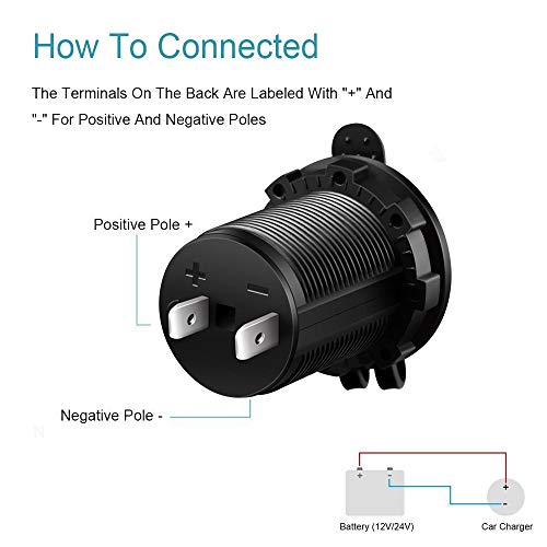 Cigarette Lighter Socket Charger Socket adapter Car Power Outlet Socket Receptacle 12V 24V Waterproof Plug Dual Plate Panel Mount By ZHSMS