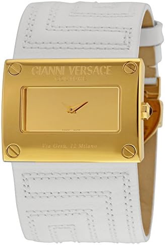 Gianni Versace V-Couture Gold Tone Stainless Steel/ White Leather Ladies Watch 71q70d999 s001