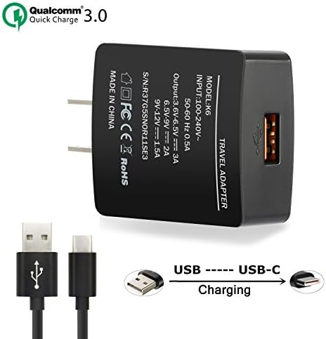 Rapid 2.4A Quick Charge 3.0 Home Travel Wall Charger with 3.3FT Micro-USB Cable ,18W Adaptive Fast Travel Charger QC Pack for Samsung,Note,LG,HTC,Nexus,Oneplus,iPhone,iPad,Meizu and more (Black)