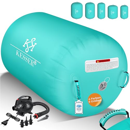 KESSER® Aufblasbare Airtrack | inkl. Tragetasche & elektr. Luftpumpe | Barrel Tumbling, Yoga, Fitnessmatte, Trainingshilfe, Turnmatte, Balance Trainer