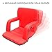 Sportneer Portable Stadium Seat Chair, Reclining Seat for Bleachers with Padded Cushion Shoulder Straps, Red