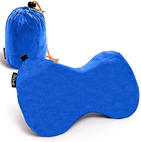 AirComfy Ease Inflatable Travel Pillow with Luxuriously Soft Washable Cover - Ergonomic Neck and Lumbar Support for Prevention of Cervical and Lower Back Pain - Blue