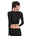 J-pinno Women's Athletic Mesh Long Sleeve Crop Top Shirt Workout Yoga Dry Fitness T-shirt