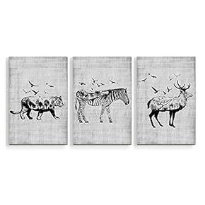 signwin 3 Piece Canvas Wall Art Creative Animals...
