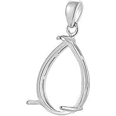 Sorcozn Solid 925 Sterling Silver Teardrop Cabochon Bezel Prong Pendant Settings Cabochon Pendant Base Tray for Jewelry Making Accessories