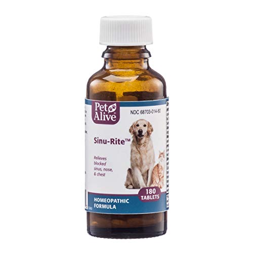 PetAlive Sinu-Rite - Natural Homeopathic Formula for Allergy-Related Congestion and Acute Sinusitis in Dogs and Cats - Relieves Blocked Sinus, Nose and Chest in Pets - 180 Tablets - Thumbnail 2