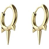 Stainless Steel Triple Spike Huggie Hoop Earrings, Sold as a Pair