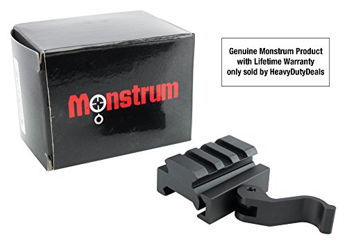 Monstrum Tactical Low Profile Picatinny Riser Mount with Quick Release, for Red Dots, Scopes, and Optics (0.5 inch H x 1.5 inch L)