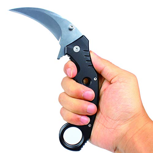 Andux Karambit Folding Pocket Knife Liner Lock with Pocket Clip Claw