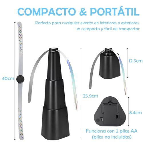 2 piezas Ventilador para Moscas de Mesa Portátil,Espanta Moscas para Mesa de Comedor Retráctil,Ahuyentador de Moscas con Gancho y Hoja de seguridad,paraRestaurantes, Hogar, Picnics (Negro, 2 paquetes)