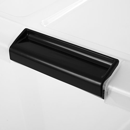 [- IRIS Storage Box Set of 3, Stackable with Handle 15 Litre, Plastic Organiser Storage Box wi