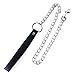 Black Collar Leash with Chain - Bondage Sex Product for Kink Play