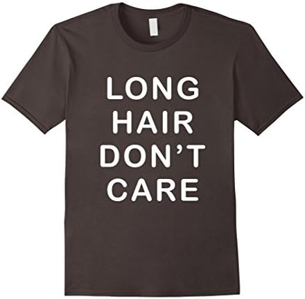 Mens Long Hair Don't Care T Shirt Medium Asphalt