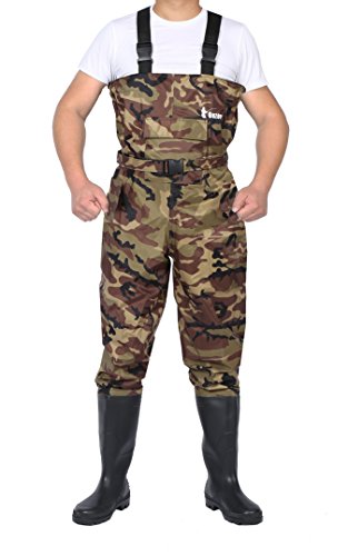 image for Ouzong Bootfoot Chest Waders,Cleated 2-Ply Nylon/PVC Fishing & Hunting