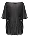 StyleDome Women's Mesh Sheer Short Sleeve Batwing Blouse Clubwear Tee Shirt Tops Mesh Black US 16