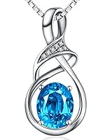HXZZ Swiss Blue Natural Topaz Gemstone Sterling Silver Pendant Necklace Fine Jewelry Gifts for Women