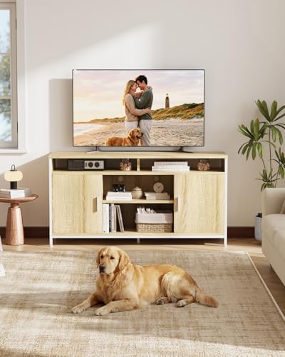 Mueble de TV, Mesa de TV para Salón, con Estantes Ajustables, para Televisores de hasta 65 Pulgadas, Estilo Moderno, 140 x 40 x 71 cm, Roble Claro — foto 6 de 8