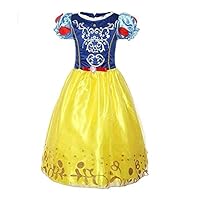 DaHeng Girls Layered Princess Belle Costume Cosplay Dress (Yellow,7-8Years)