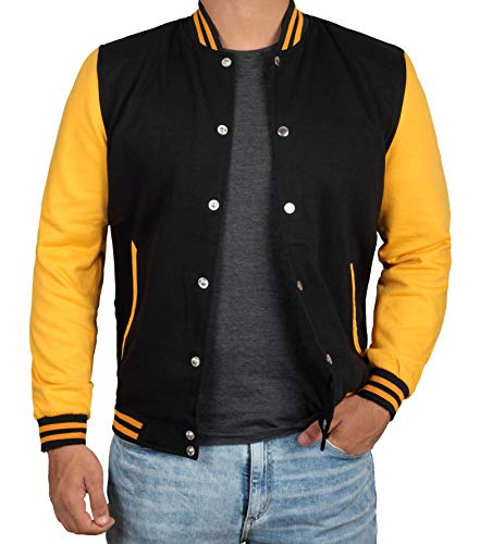 Yellow and Black Mens Baseball JacketÂ | S