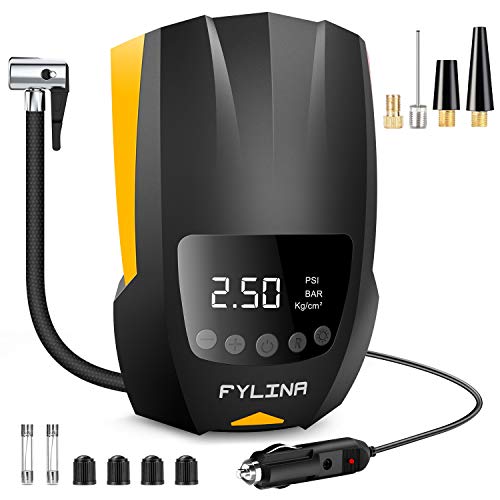 FYLINA 150PSI 12V DC Portable Air Compressor Pump, Digital Tire Inflator Pump with Emergency Led Lighting,high-Precision Auto Tire Pump for Car Bicycle, Motorcycle, Basketball and Other Inflatables - Thumbnail 7