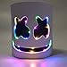 DJ LED Mask - Music Festival Party Light Up Mask Cosplay Costume - Carnaval Halloween Disco Headgear Prop Latex Full Head Hat - Carnival DJ Helmet White