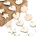 Glarks 240-Pieces 1.5 Inch Wooden Star/Circles/Heart Tags with Holes and Stainless Steel S Shaped Hook Connectors for Birthday Boards, Valentine, Decorations and DIY Crafts