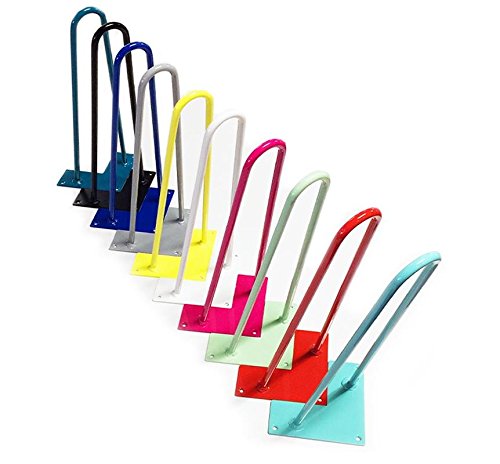 Hairpin Legs Set of 4 - Cold Rolled Steel - Raw and Color Available - Made in The USA (27 Tall, 1/2 Diameter - Turquoise Powder Coat- Shipped as Set of 4 Legs)