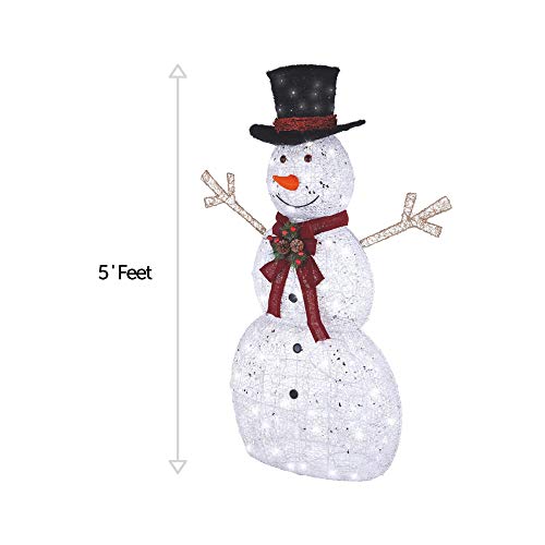 NOMA 5 Ft. PreLit Light Up Snowman with Top Hat Outdoor Christmas