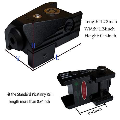 Dycoo Tactical Green Laser Sight , Magentic Charging Gun Laser Fit Standard Picatinny Rail or Weaver Accessory Rail, Green Dot Laser with Build-in Rechargeable Battery for Pistols Rifles Handguns