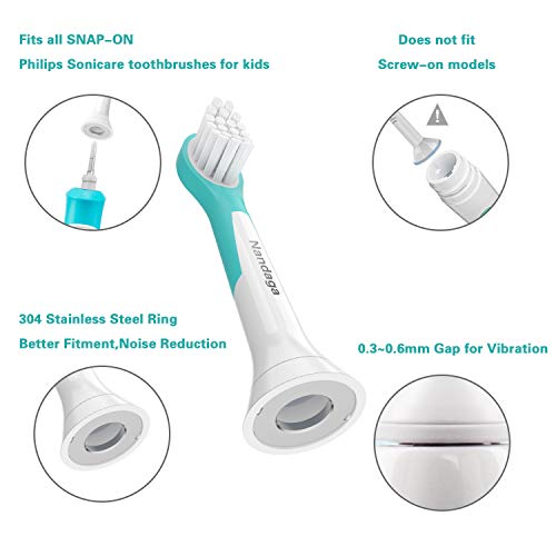 8 Pack Sonic Kids Replacement Toothbrush Heads (Compact) for Child 3-7 Years Old, Compatible with Philips Sonicare for Kids Toothbrush HX6032/94, HX6320, HX6340, HX6321, HX6330, HX6331