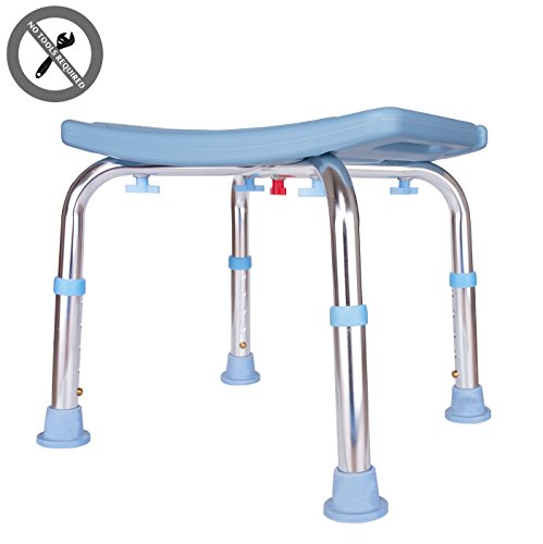 Shower Chair with Non-Slip Seat,Shower Bench Bath Chair Adjustable Height, Lightweight Shower Bench for Adults (White)