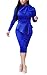 Womens Business Dress One Piece Suit Long Sleeve Tie Neck Peplum Top Bodycon Skirt Office Ladies Navy XL