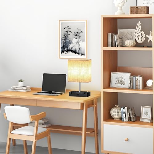Bacane Table Lamp, Bedside Lamps with 3-Level Dimmable Touch Control, USB Ports (A+C) and 2 Phone Stands, Nightstand Lamp for Bedroom Living Room (Bulb Included, 1 PCS)