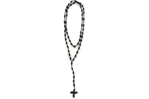 Caiyao Lightweight Catholic Knotted Rosary Cross Long String Necklace for Women Durable Braided Long Knotted Cord Rope Strand Twine Cross Spiritual Necklace Teen Girls Boys Keepsake Gift, 20 Inches