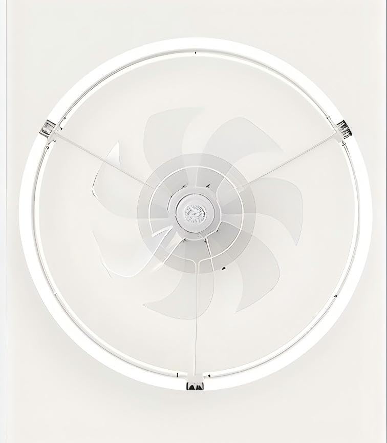 Low Profile Ceiling Fans with Lights and Remote, 19.7'' Modern Flush Mount Ceiling Fan, Dimmable LED Small Fan Light, 6 Speeds, Fandelier Fans with LED Light for Bedroom, White