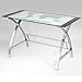 Powell World Map Printing Curved X-Sided Computer Desk, Chrome, 47-1/4