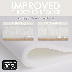 OLANLY Ivory Round Rugs for Bedroom - Machine