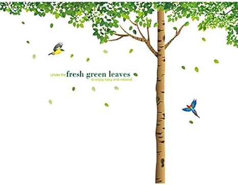 Amazon Include Atmosphere ウォールステッカー 木 ３枚 大きいステッカー ツリー 植物 木陰 おしゃれ グリーン 花 壁紙 北欧 大きな木 カフェ モダン ウォールシール キッチン トイレ フラワー グリーン 葉 蝶 鳥 涼しい 大きい 緑 玄関 枝 壁に貼るシール Kawaii
