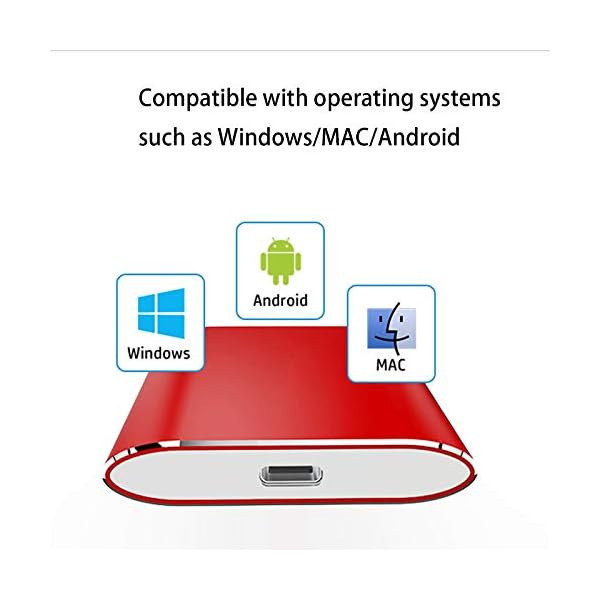 QIAO Externe Festplatte Tragbare 1TB-2.5 Zoll USB 3.1 Backups SSD Tragbare Für TV,PC,Mac,Laptop,Desktop,Windows,Rot,1TB – Bild 3