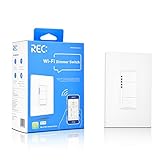 Ankuoo REC Wi-Fi Dimmer Smart Light Switch, Works with Alexa, NOT Plug & Play, Limited DIY Required, No Hub Required, Neutral Wire Required, Single Pole Only, White