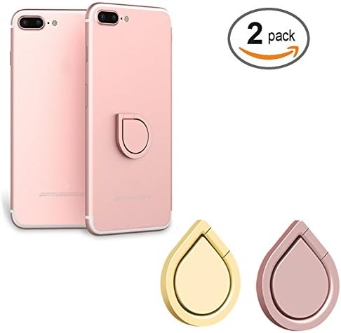 Cell Phone Finger Ring Loop Holder Stand Car Mount Grip 360°Universal Zinc Alloy with 3M Adhesive For Iphone Samsung or Other Cell Phones and Pad.(Gold and Rose Gold)