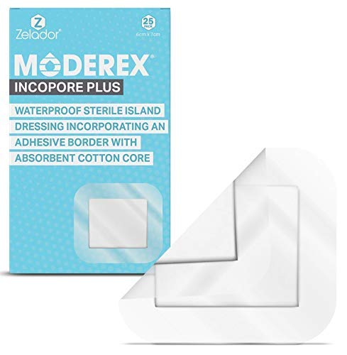 Sterile Self Adhesive Waterproof Island Dressing Latex Free with Transparent Border and 100% Cotton Absorbent pad x 25 (6cm x 7cm x 25)