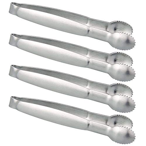 Set Of 4 Small Ice Tongs, 4 Inch Stainless Steel Mini Serving Tongs