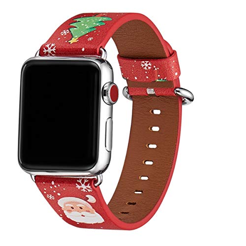 WFEAGL Compatible iWatch Band 42mm 44mm, Top Grain Leather Christmas Band 2019 Edition (Quality is Better Than 2018 Edition) for iWatch Series 4/3/2/1 (Red Christmas Band, 42mm 44mm) WFEAGL Compatible iWatch Band 42mm 44mm, Top Grain Leather Christmas Band 2019 Edition (Quality is Better Than 2018 Edition) for iWatch Series 4/3/2/1 (Red Christmas Band, 42mm 44mm)
