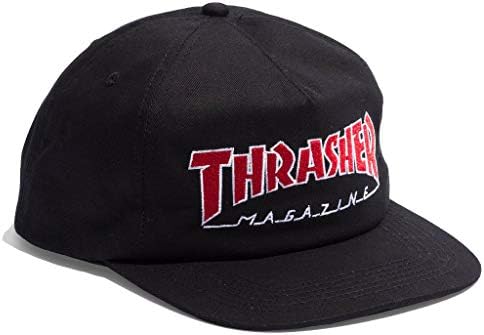 Thrasher Magazine Outlined Logo Unstructured Snapback Hat - Black/Red