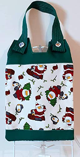 100% Cotton Catheter Night Bag Holder with Handle. Festive Season. Santa. Cover for a Catheter Night Bag.