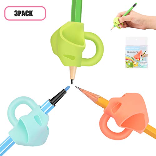 BEINOUS Elephant Pencil Grips for Kids Handwriting, Universal Writing-Aid Trainer Grippers for Children and Preschool, Posture Correction Tools for Righties and Lefties, 3PCS, Specified Colors